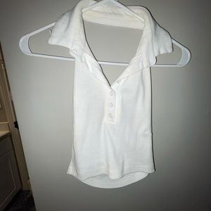 White collared crop top